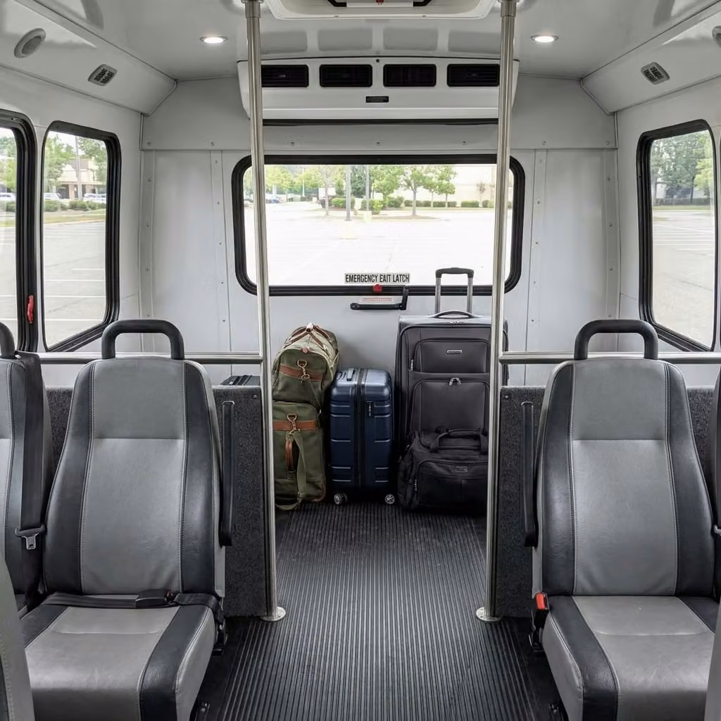 hallandale beach 28 passenger minibus luggage area