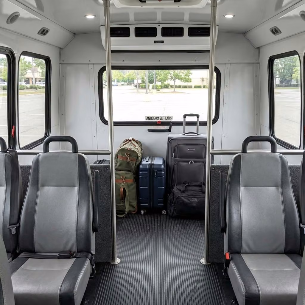 hallandale beach 35 passenger minibus luggage area