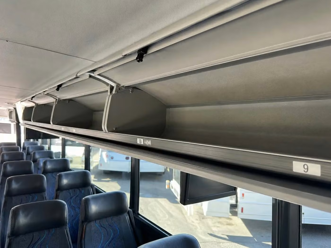 hallandale beach 56 passenger charter bus overhead storage