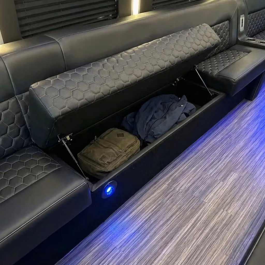 hallandale beach party bus under seat storage