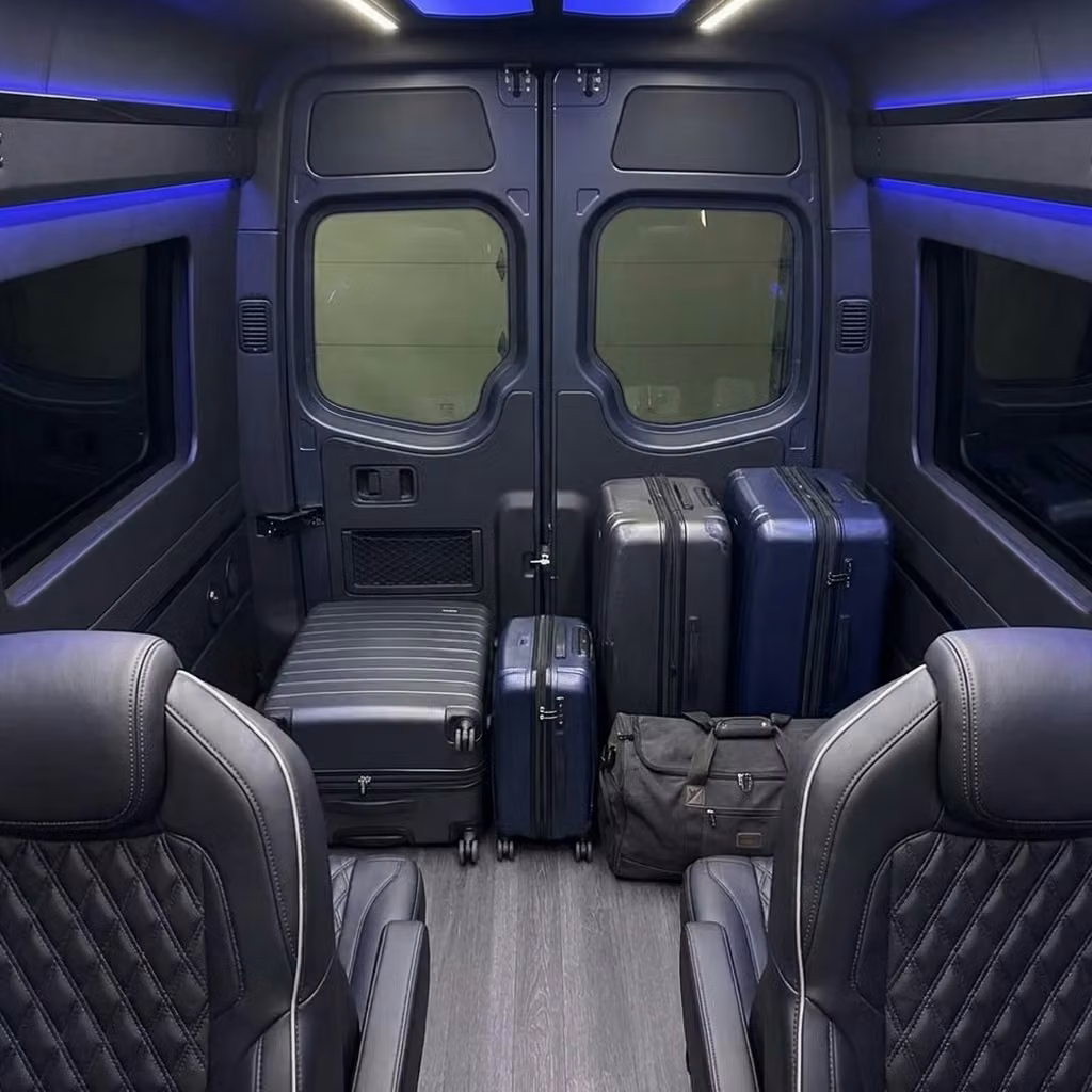 hallandale beach sprinter van rental with driver luggage area